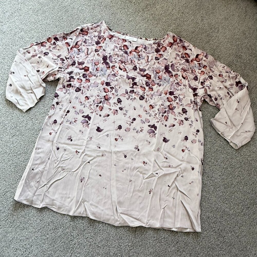 - J. Jill Floral Watercolor 3/4 Sleeve Pullover Blouse Lilac Spring Summer SMALL